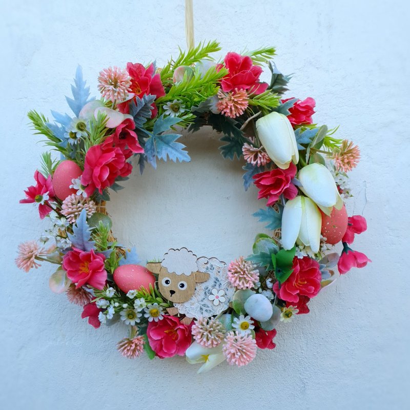 Věnec na dveře s ovečkou